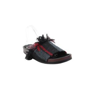 Chloe Womens Plaid Printed Flat Slip On Casual Slides Black Size EUR 41